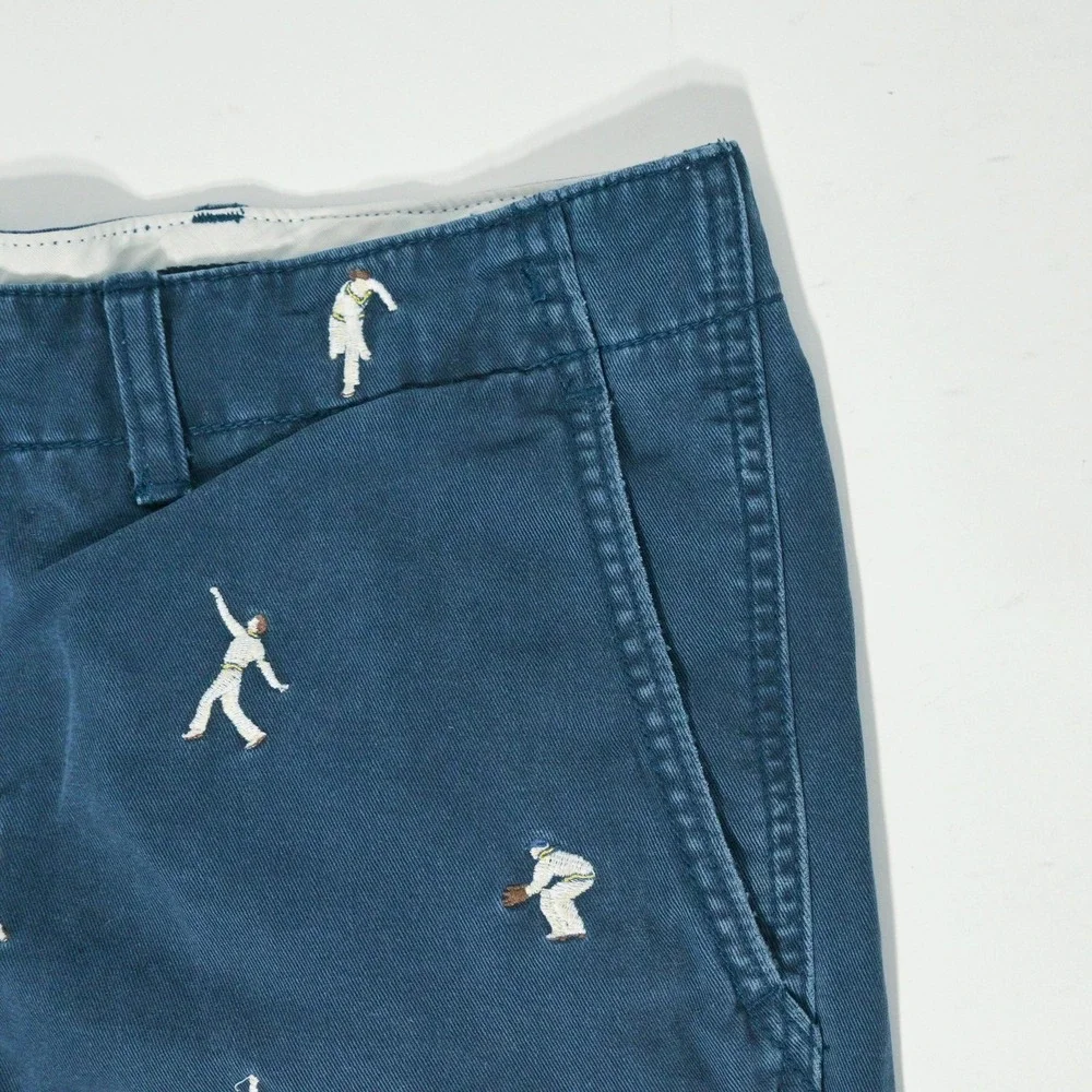 Polo Ralph Lauren Shorts Mens 36 Blue Chino Cricket Player Embroidered Casual